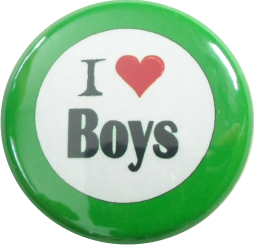 I love boys Button grün - zum Schließen ins Bild klicken
